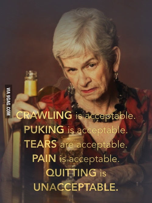 Motivational quotes on pictures of people drinking.